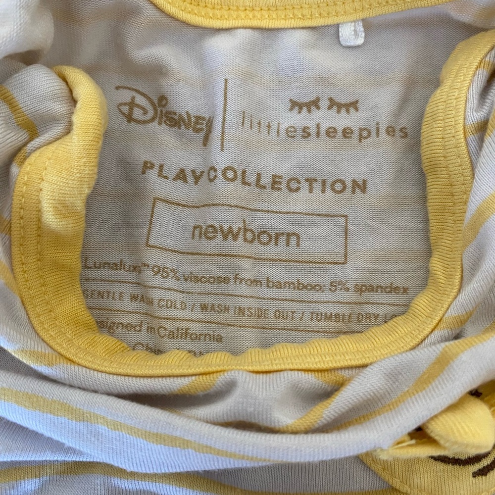 Little Sleepies Winnie the Pooh Disney Collection Yellow Striped Onesie Newborn - Picture 4 of 8